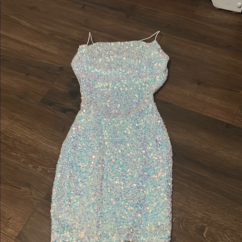 Elegant Sequin Blue Dress
